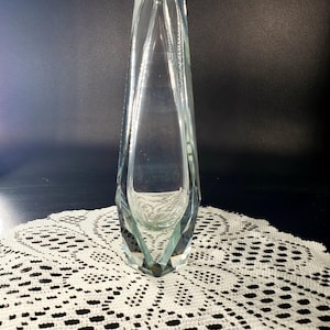 Midcentury MANDRUZZATO Italian Murano facetted clear 10” Vase art glass