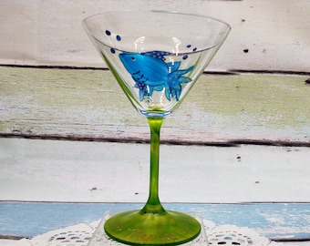 verre à Martini vintage peint à la main de Naples