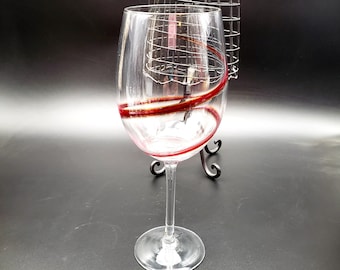 Pier 1 Swirline red tall wine -  water Goblet 8.875&quot;