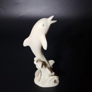 Estatueta de golfinho Lenox em porcelana com acabamento em ouro 24k