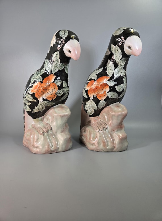 イタリアで購入 手描き鳥花デザイン花瓶 3点セット 新品未使用 【公式