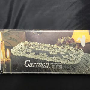 Vintage Carmen Satiniert Stollenplatte tray oblong by Walther Glass with floral design