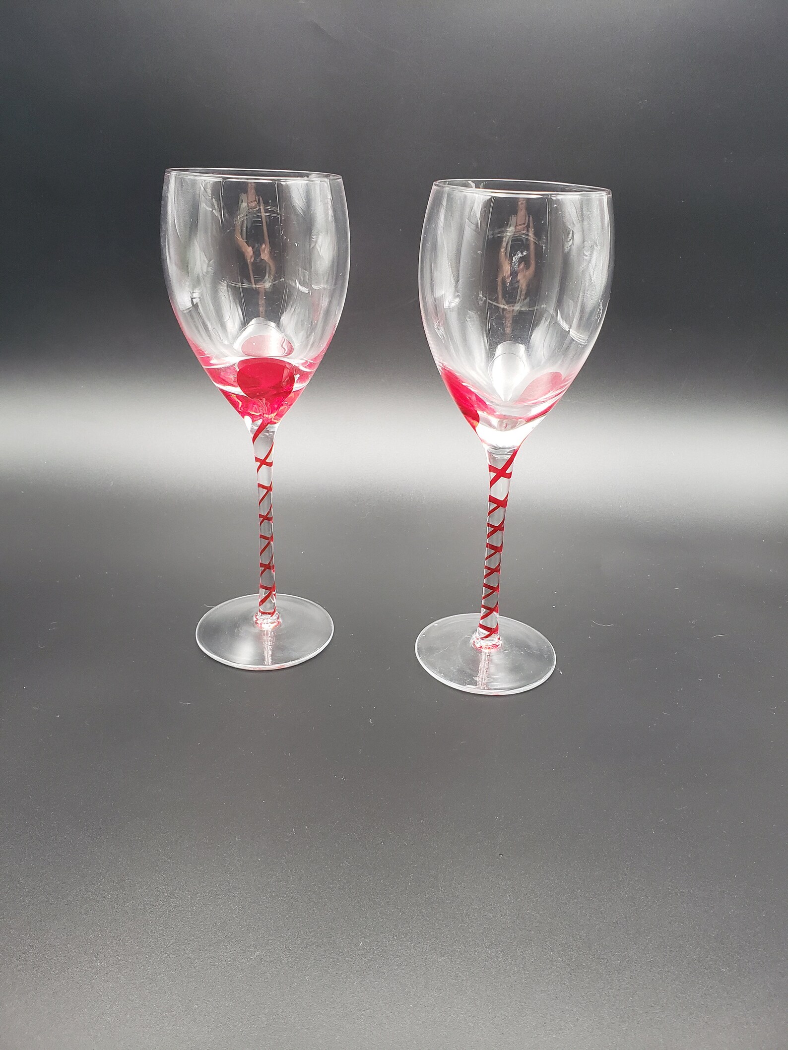 Swirl red Pier 1 wine glasses RED Swirl Stem Set of 2 Etsy