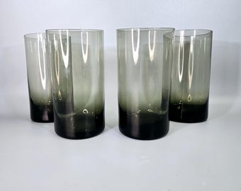 Set of four 1960s vintage lowball smoked glasses