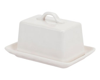 Imported White Organic Butter Dish by Blue Harbor