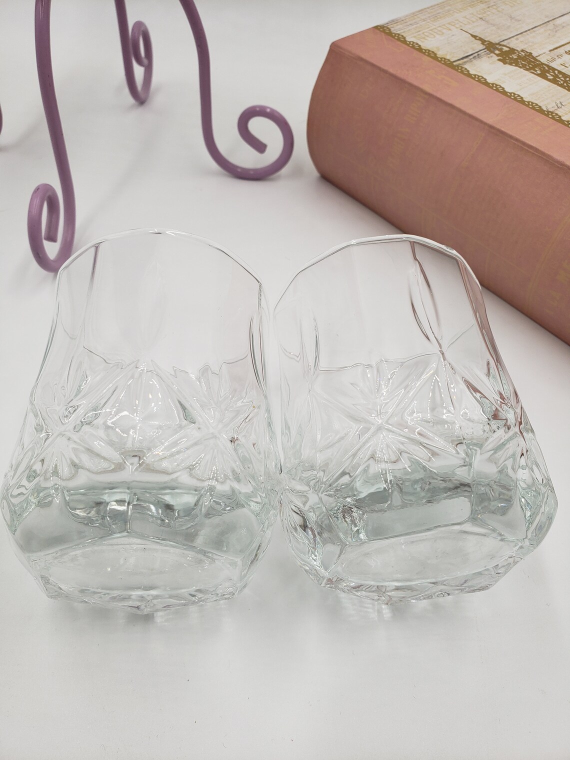 Set of 2 Vintage Crystal Whiskey Glasses Etsy