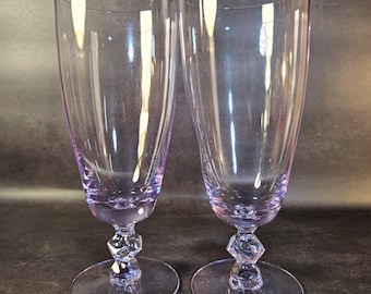 Set of 2 Rare Tiffin Glass Twilight Purple Blue Neodymium 17524 Ice Tea Glasses 1962-65