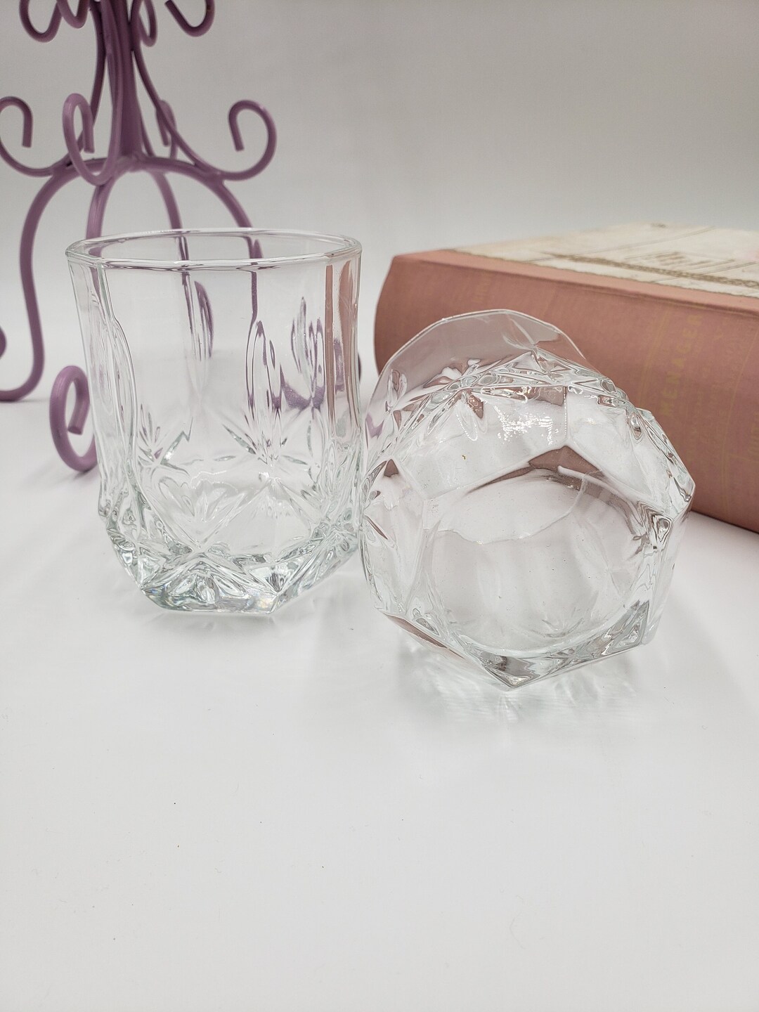 Set of 2 Vintage Crystal Whiskey Glasses Etsy