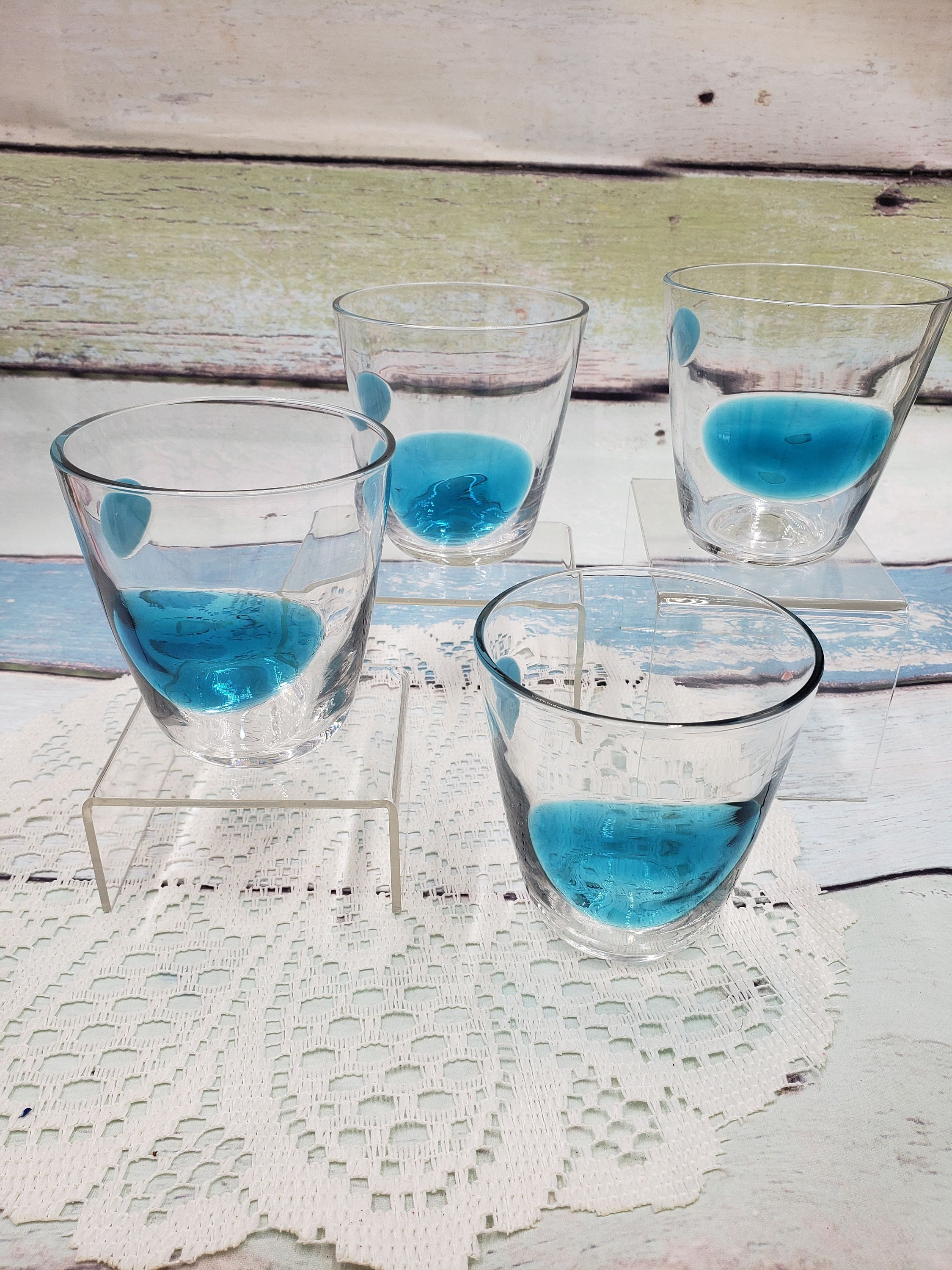 Set von 4 handgefertigte IKEA modernen Stil FABULÖS blaue Gläser