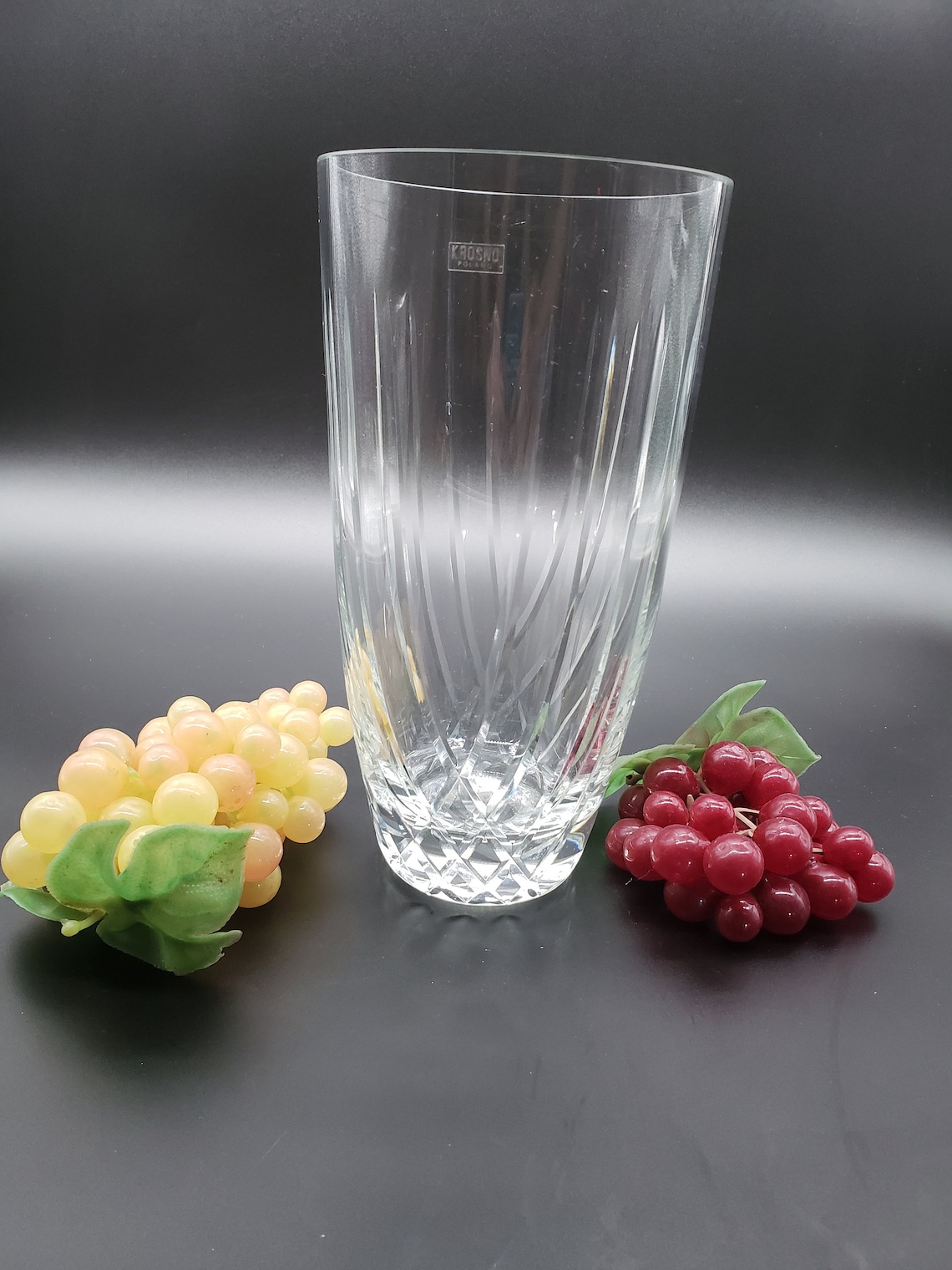 Vintage Krosno Etched Crystal Vase Etsy