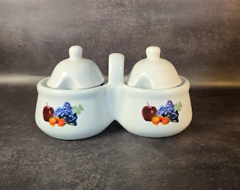 Vintage Houston Harvest Gifts ceramic jam and jelly server set with handle