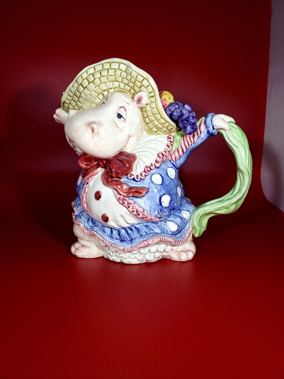 アメリカ/Fitz & Floyd（フィッツ＆フロイド）ティーポット Fitz & Floyd Hippopotamus Ceramic Pitcher - Etsy