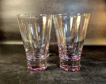 Mid Century light pink tinted weighted bottom high-ball glasses