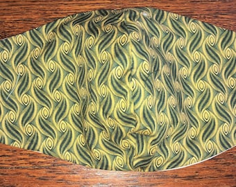 face mask green gold print
