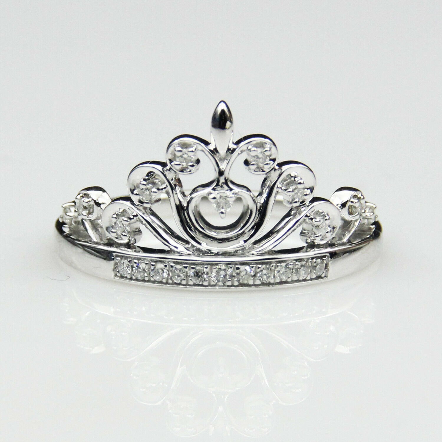 Tiara Shape 0.16 Ct Moissanite Diamond Ring 14K White Gold Etsy