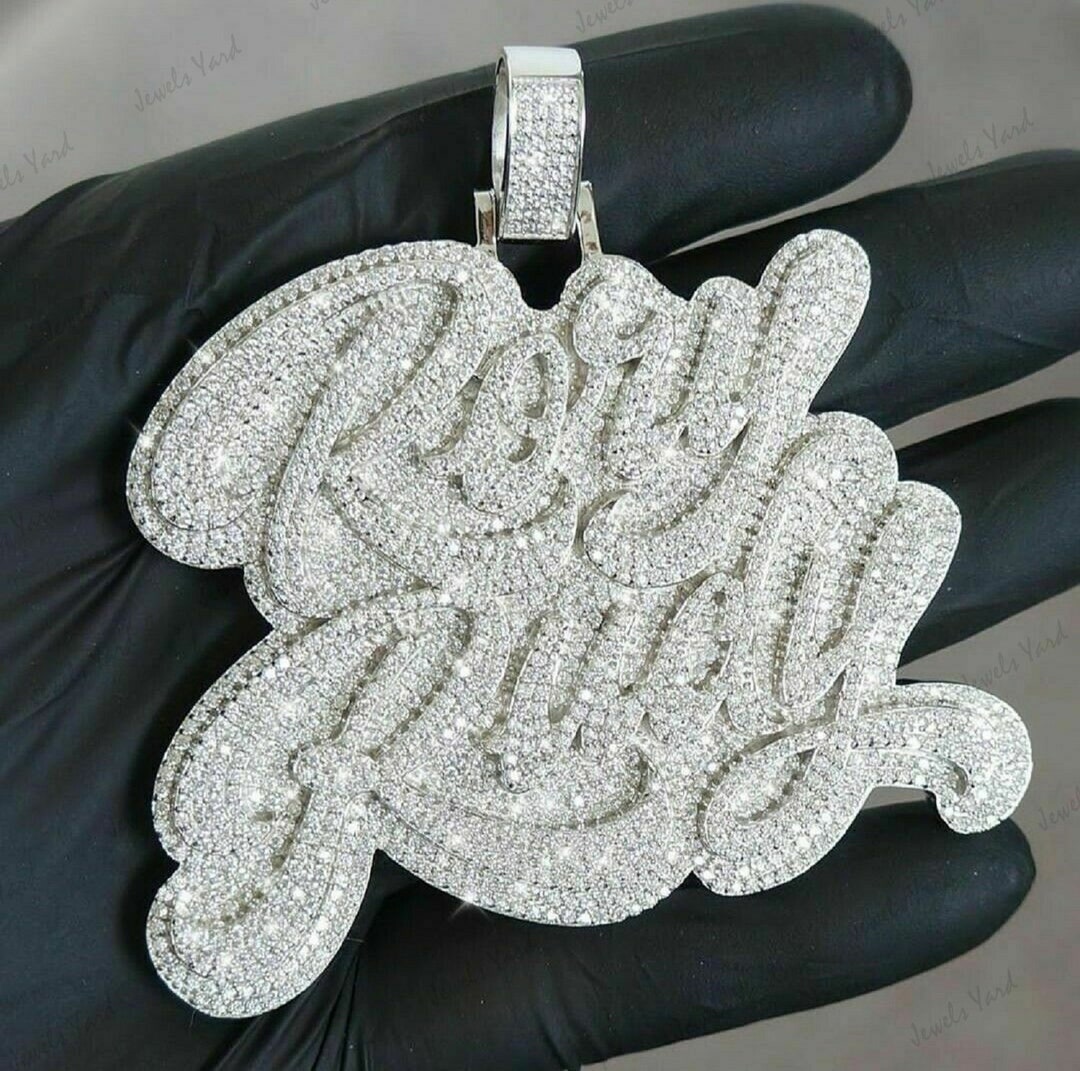 Custom Name Pendant Real Moissanite Diamond Charm Double Etsy