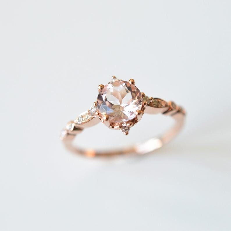 7mm Morganite RingEngagement Ring14k Rose Gold925 Sterling SilverDainty RingPromise RingAnniversary RingUnique Engagement Ring