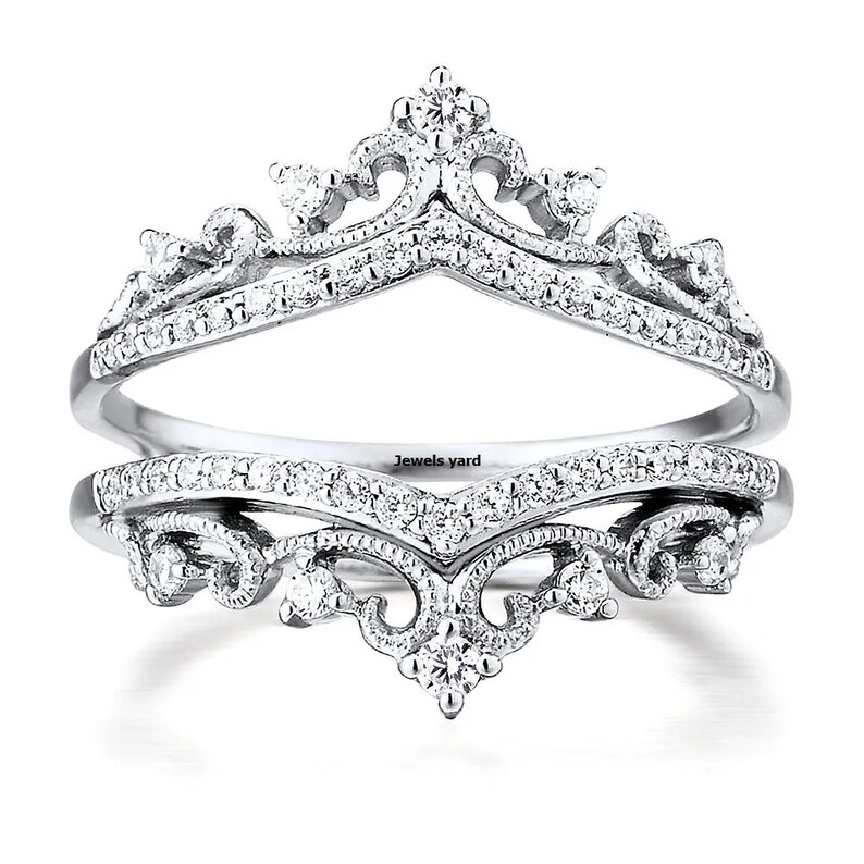 Vintage Enhancer Guard Ring 1ct Brilliant Cut Diamond Wedding Etsy