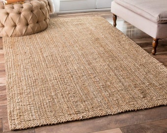 Braided Indian Jute Floor Rugs Purely Handmade Natural Jute Rectangle Rug Indian Handmade Handwoven Ribbed Solid Area Rugs Beautiful Carpet