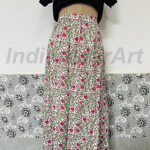 Floral Print Cotton Maxi Skirt: Boho Indian Style Summer Wear