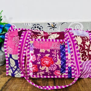 Blockprint Quilted Duffle Bag: Handmade Cotton Weekender Travel Bag