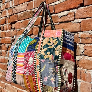 Multi indischen Patchwork Tasche, Gesteppte Markttasche Hand genäht, stilvolle Einkaufstasche,Einkaufstasche,Hippie-Tasche Gedruckt Umhängetaschen