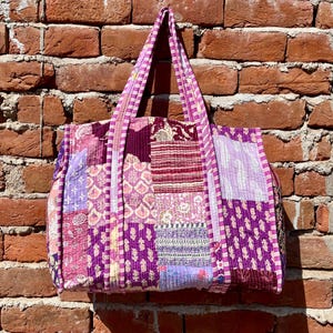 Multi lila indische Patchworktasche, gesteppte Markttasche handgenäht, stilvolle Einkaufstasche, Einkaufstasche, Hippietasche, gedruckte Umhängetaschen