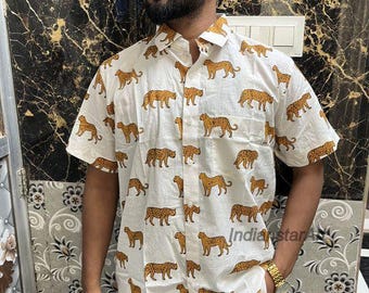 White Tiger Printed Shirt Cotton Slim Fit Shirt For Men's Gifts Shirt's