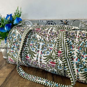 Große Baumwolle Aufnäher Seesack Blockprint Steppstoff Wochenendtaschen Für Frauen Weihnachtsgeschenke Handgemacht Bunt Reisetaschen US