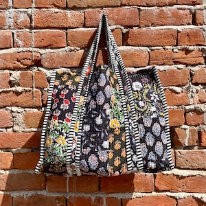 Multi Black Indian handgefertigte Patchworktasche, gesteppte Markttasche handgenäht, stilvolle Einkaufstasche, Einkaufstasche, Hippietaschen, gedruckte Umhängetaschen