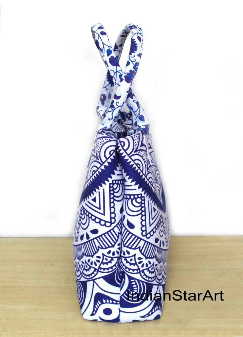 Women Shoulder Shopping Hippie Beach Bags Indian Ombre Mandala Handmade White Blue Mandala Handbags Ladies Purse Carry Bag /& Tote Bags