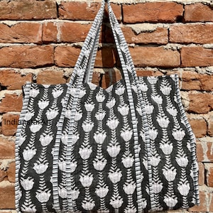 Handmade Floral Patchwork Cotton Tote Bag: Quilted Market Bag