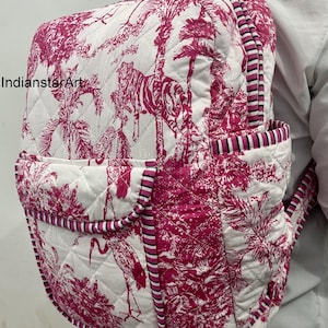Sac à dos rose fait main, sacs, sac à dos en coton imprimé à bloc main, sac à dos bohème indien, sac hippie, élégant sac à dos pour ordinateur portable cadeau unique