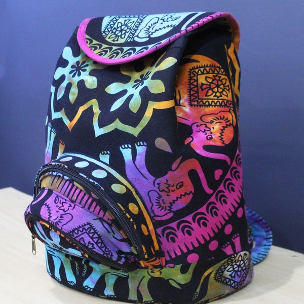 New Indian Mandala Elephant Cotton Backpack Handmade Cotton Shoulder Bag, Hippie Mandala Men & Women Indian Unisex Backpack, Travel Backpack