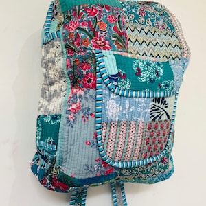 Ręcznie robiony bawełniany plecak patchworkowy: indyjska torba na laptopa w stylu boho