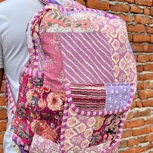 Multi handgemachter Rucksack, Taschen, Baumwolle handblockierter Patchwork Rucksack, indischer Boho Rucksack, Hippie-Tasche, stilvoller Laptop-Rucksack einzigartiges Geschenk