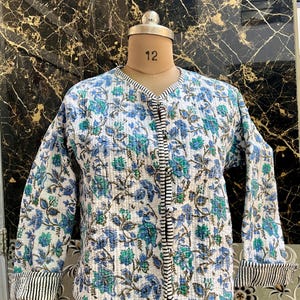 Handmade Floral Cotton Quilted Jacket: Reversible Patchwork Coat