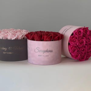 Ready-to-Gift Personalized Rose Box, Anniversary Gift for Her, Custom Name Forever Roses, Luxury Romantic Gift