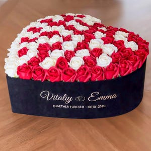 101 Forever Roses in Black Heart-Shaped Box | Romantic Luxury Rose Arrangement