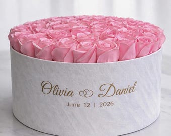 49 Forever Roses – Custom Name Date Keepsake, Choose Rose Color
