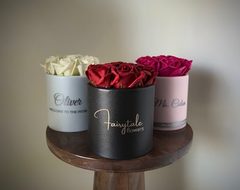 Roses in a Box - Forever Roses - Personalized Handmade Gift Box for Women Mom Girlfriend Wife Grandma