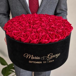 55 Forever Roses – Personalized Rose Box with Custom Names & Date