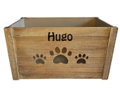 Personalised Dog Storage Box Crate For Dog Toys With Name Large Wooden Engraved Puppy Toy Chest 46cm Toy Box For Pets Dog Gifts