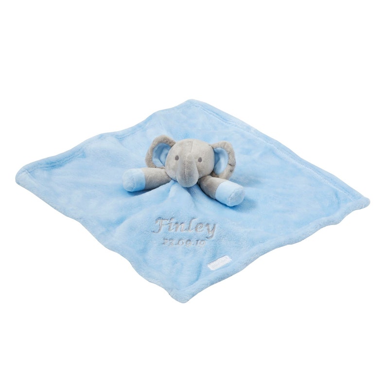 Embroidered Blue Elephant Comforter Personalised Blankie Etsy UK