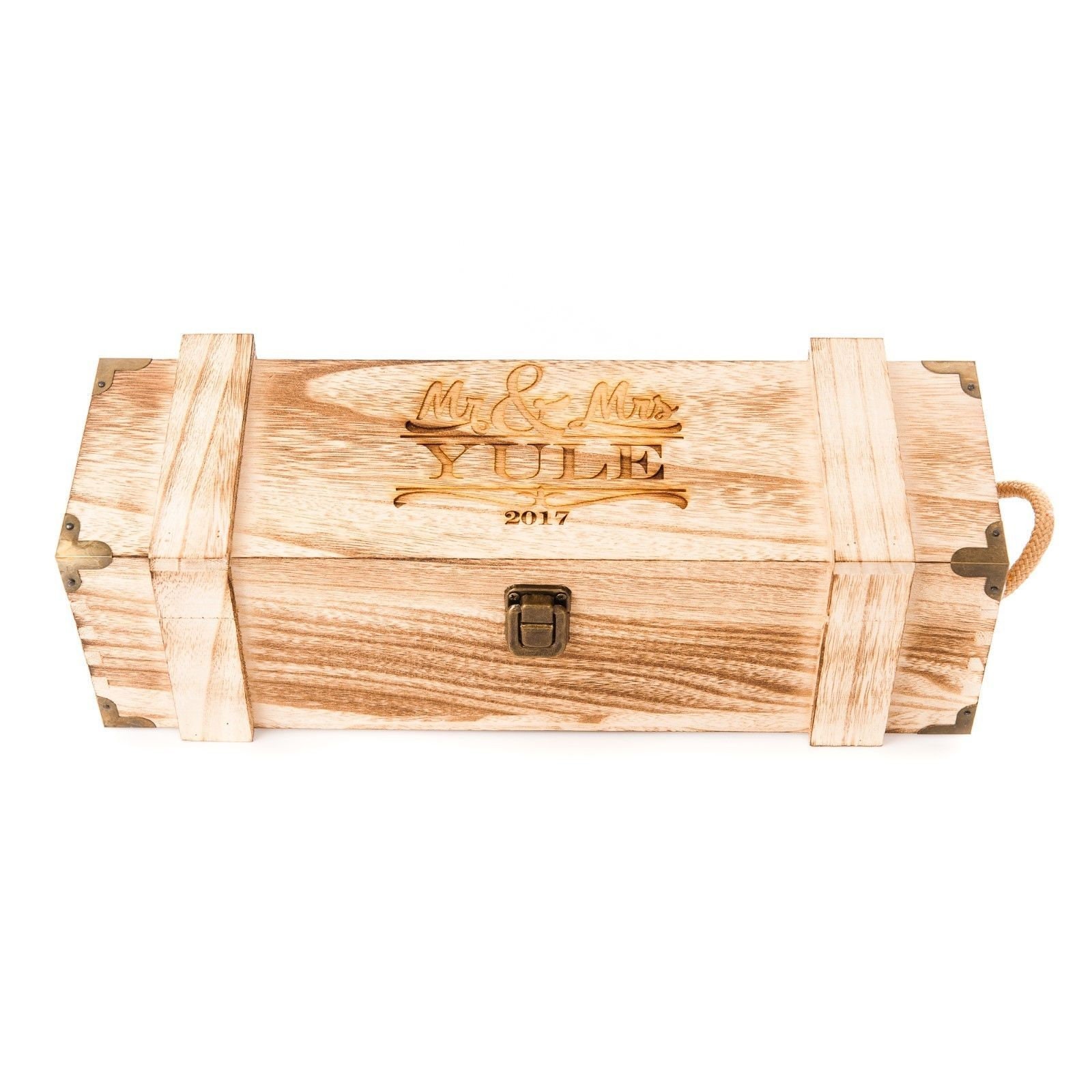 Engraved Wooden Wine Gift Box Vintage Bottle Chest Etsy UK