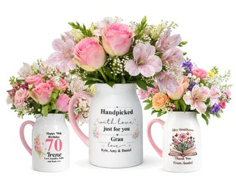 Personalised Vase Birthday Teacher Thank You Gift For Flowers Mum Nan