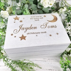 Personalised Baby Keepsake Box Wooden Personalised Baby Memory Box Large Love You to The Moon and Back Newborn New Boy Girl Birthday Present