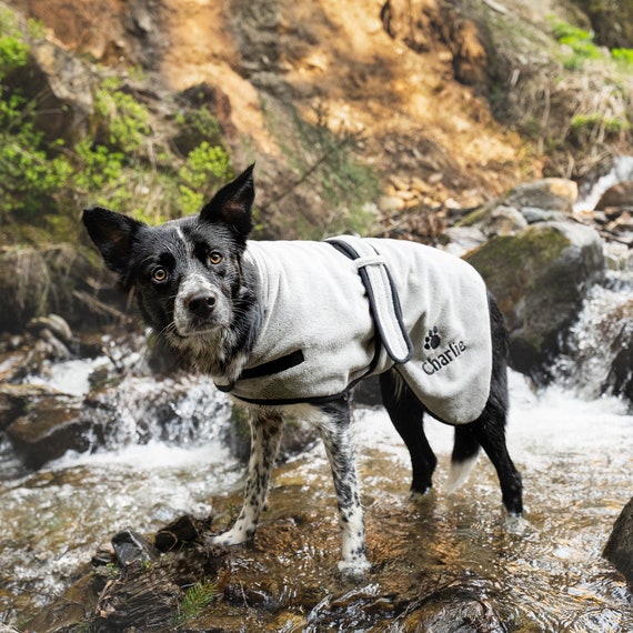 Buy Personalised Dog Drying Coat Dressing Gown Dog Drying Towel Bath Robe Adjustable Dry Robe Bathrobe for Dogs Grey Black Gift Online in India Etsy