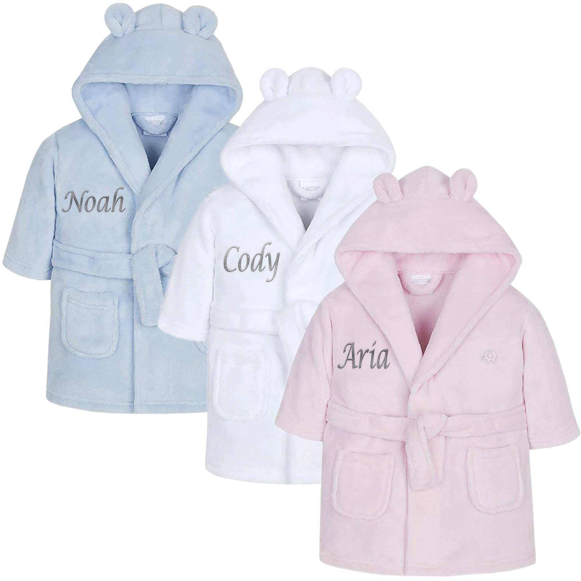 Embroidered Personalised Baby Dressing Gown Baby Bath Robe Etsy