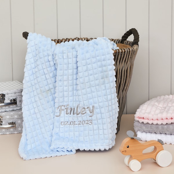 Personalised Baby Blanket Newborn Soft Warm New Baby Gift For Boys Girls Embroidered Baby Present Pram Cot Bed Receiving